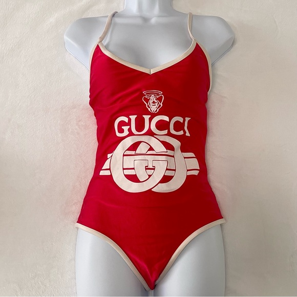 Gucci Swim Gucci Retro Crest Logo Swimsuit Backless Summer Beach